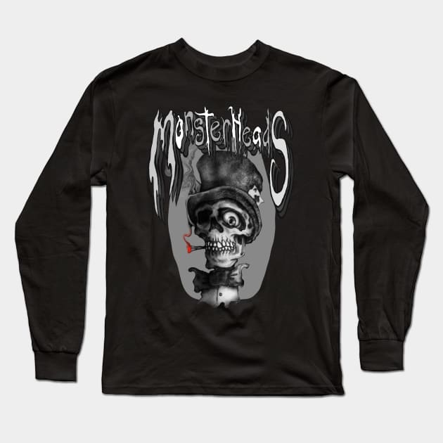 Scull with Top Hat Long Sleeve T-Shirt by MonsterHeads69